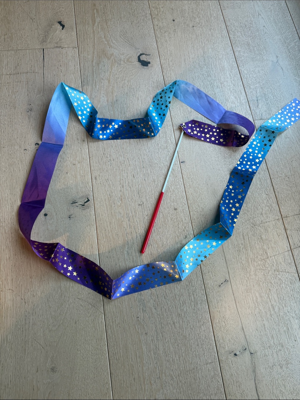 Purple to Blue Star Ribbon Wand for costume etc